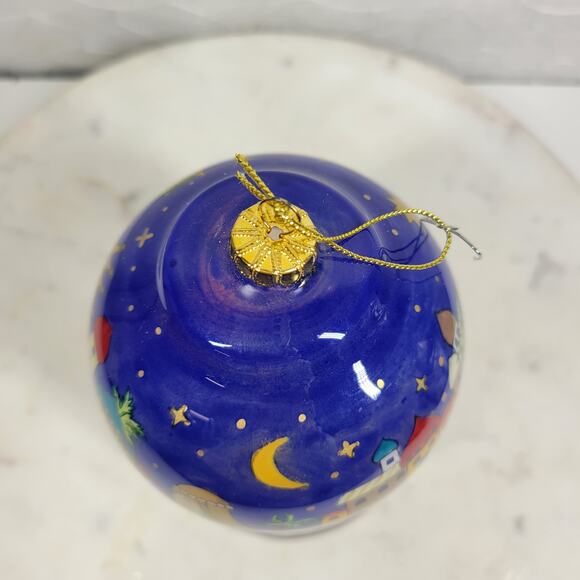 Reverse Painted Glass Ornament Handcrafted 6" Nativity Scene Christmas Village - Picture 4 of 16